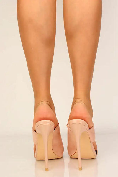 Nude Square Slip On Mule Heel - AMIClubwear