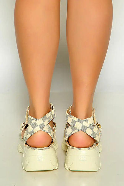 Off white Chain Detail Chunky Sole Flat Gladiator Sandal - AMIClubwear