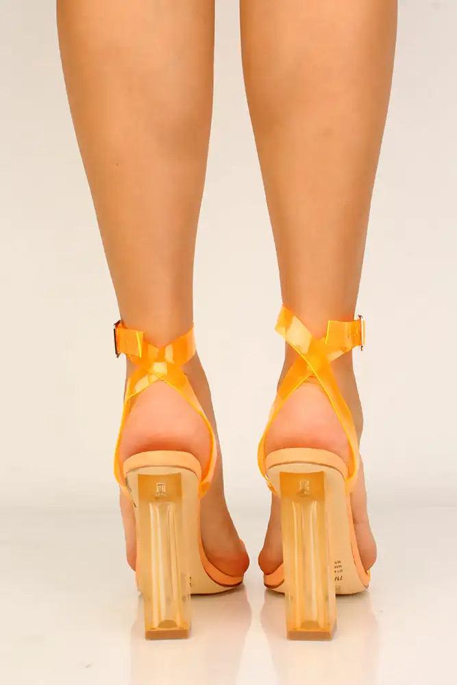 Orange Clear Open Toe Chunky Heels - AMIClubwear
