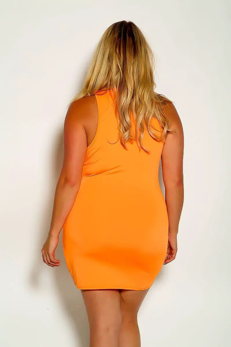 Orange Cross Halter Ruched Sexy Backless Plus Size Party Dress