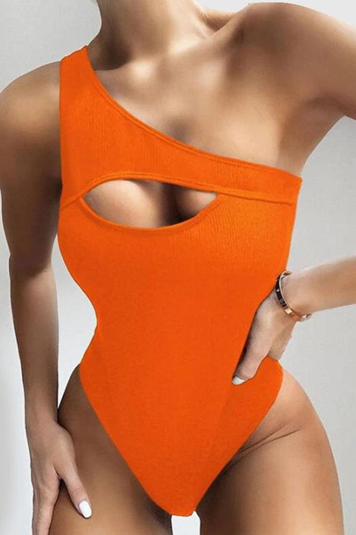 Orange Cut Out Sexy One Piece Swimsuit - AMIClubwear