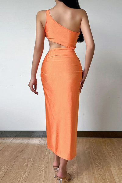 Orange Cut Out Sleeveless Sexy Party Dress - AMIClubwear