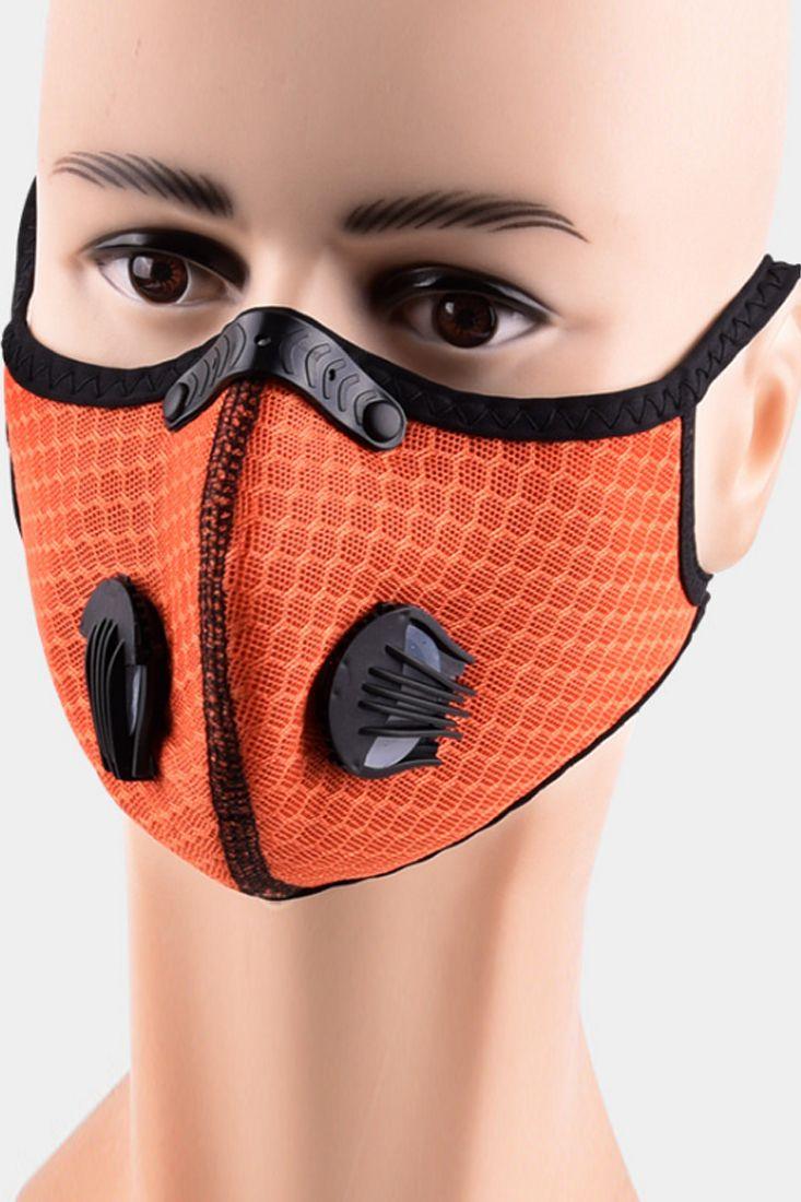 Orange Double Respirator Filter Washable Face Mask