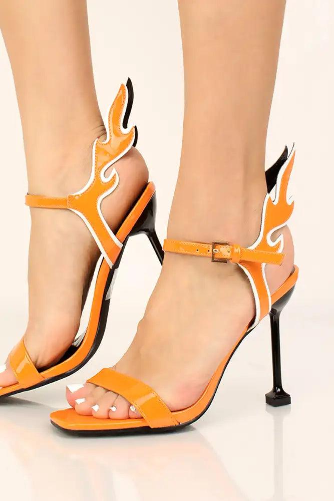 Orange Flame Accent High Heels - AMIClubwear