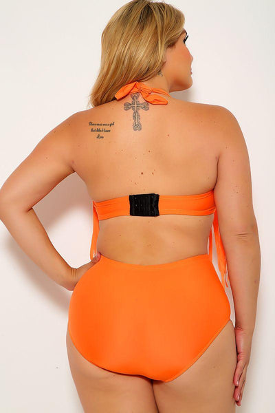 Orange Fringe Plus Size Two Piece Swimsuit - AMIClubwear