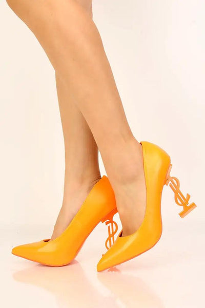 Orange Money Sign High Heel Pumps - AMIClubwear