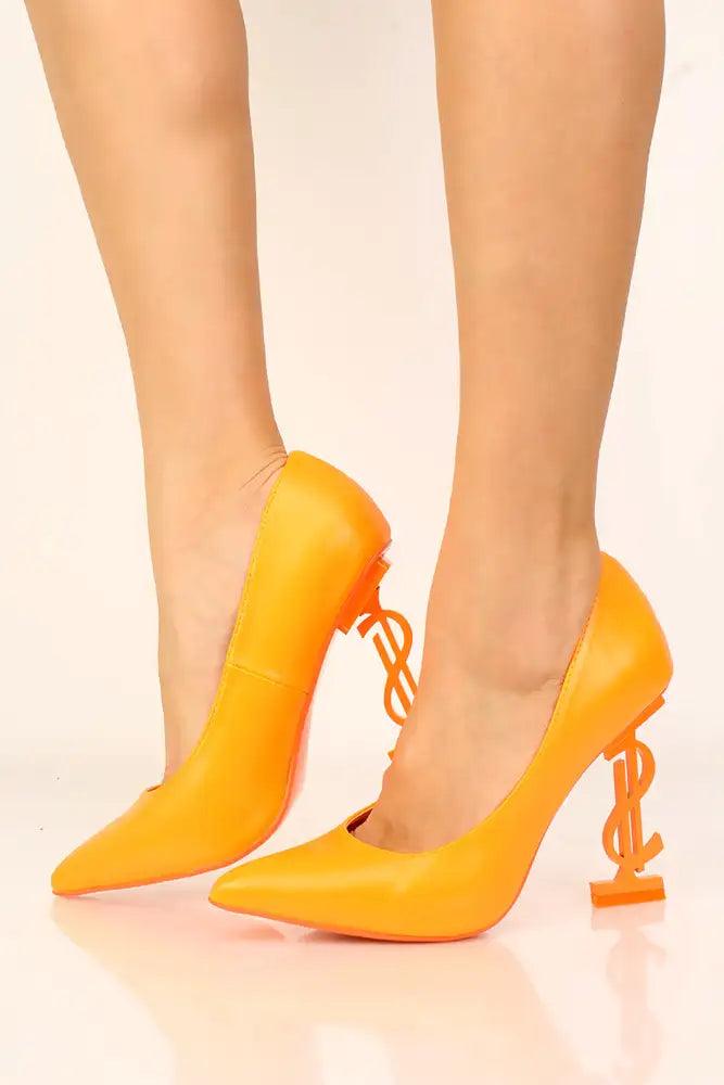 Orange Money Sign High Heel Pumps - AMIClubwear