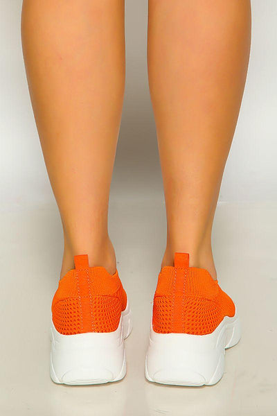 Orange Round Toe Slip On Sneaker - AMIClubwear