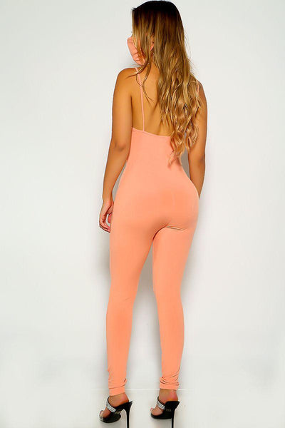 Orange Sleeveless Cut Out Jumpsuit - AMIClubwear