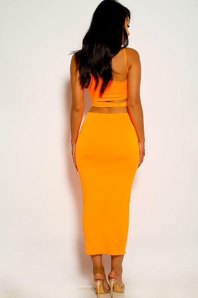 Orange Sleeveless Cut Out Two Piece Dress - AMIClubwear