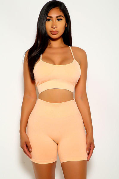 Orange Sleeveless Two Piece Outfit - AMIClubwear