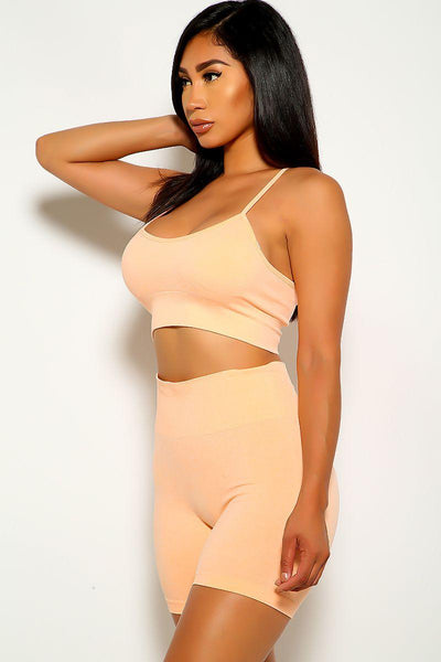 Orange Sleeveless Two Piece Outfit - AMIClubwear