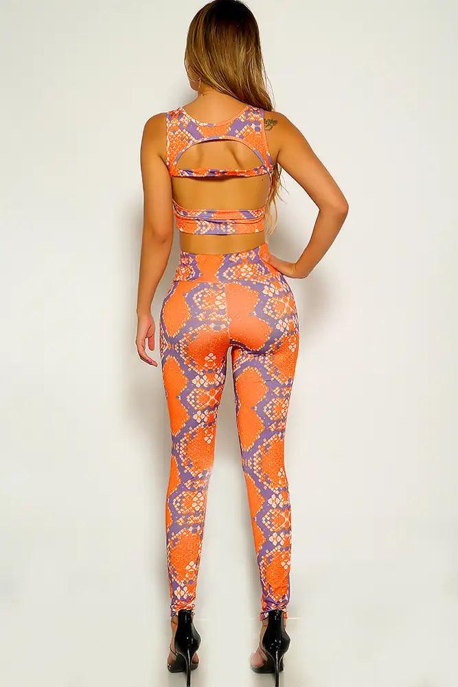 Orange Snake Print Two Piece Outfit - AMIClubwear