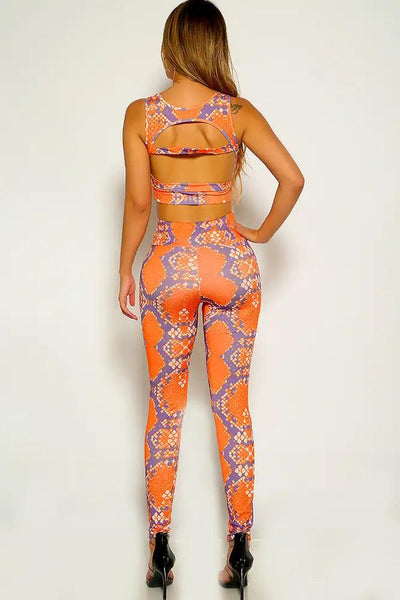 Orange Snake Print Two Piece Outfit - AMIClubwear