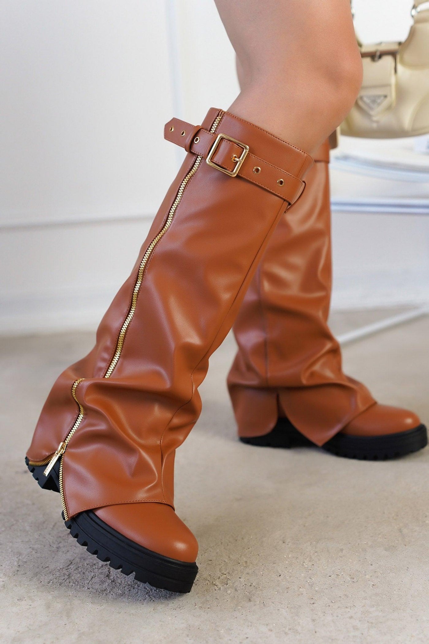 FUNAFUTI - TAN Thigh High Boots - AMIClubwear