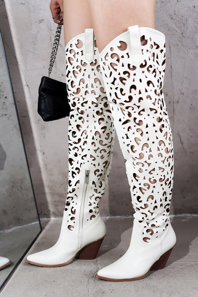 STIVALE - OFF WHITE Thigh High Boots - AMIClubwear