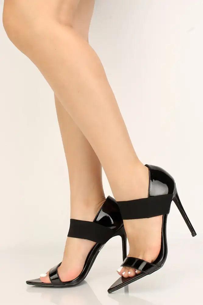 Patent Black Pointy Toe Single Sole High Heels - AMIClubwear