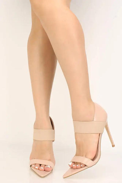 Patent Nude Pointy Toe Single Sole High Heels - AMIClubwear