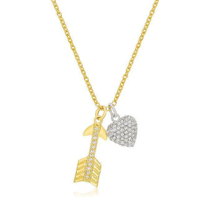 Pave Heart and Arrow Pendant - AMIClubwear