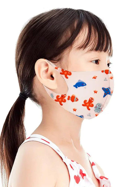 Peach Fish Print Reusable Kids Face Mask 1 Piece - AMIClubwear