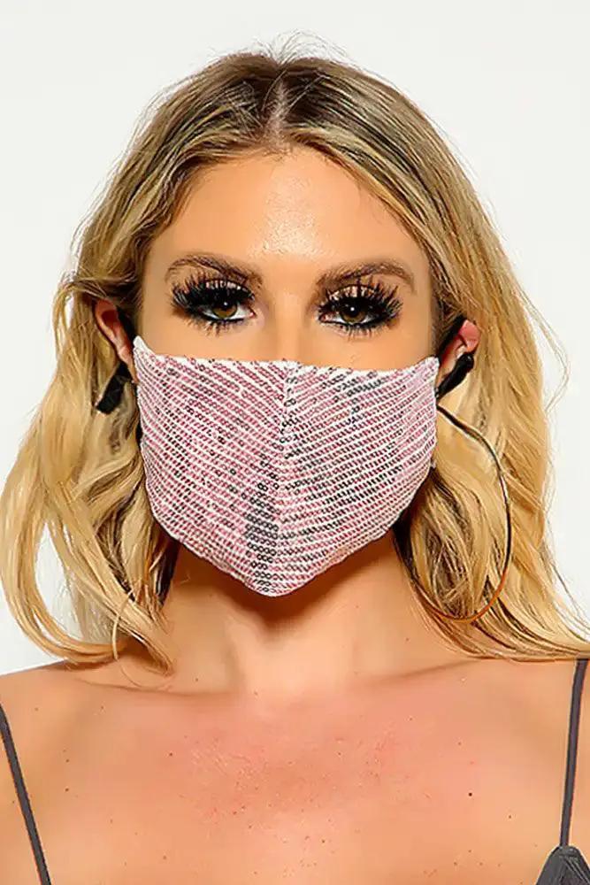 Pink Black Sequin Reusable Fashion Mask
