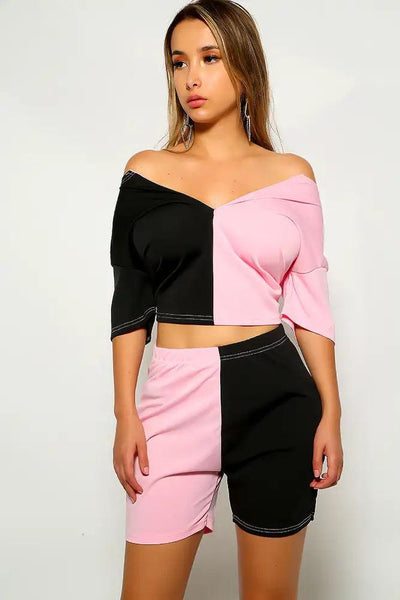 Pink Black Two Piece Outfit - AMIClubwear