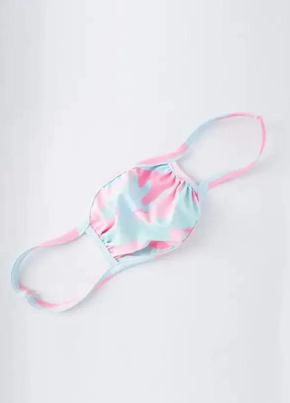 Pink Blue Camouflage Print Reusable Mouth Face Mask