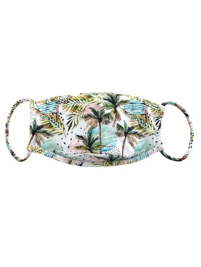 Pink Blue Palm Tree Print Reusable Face Mask - AMIClubwear