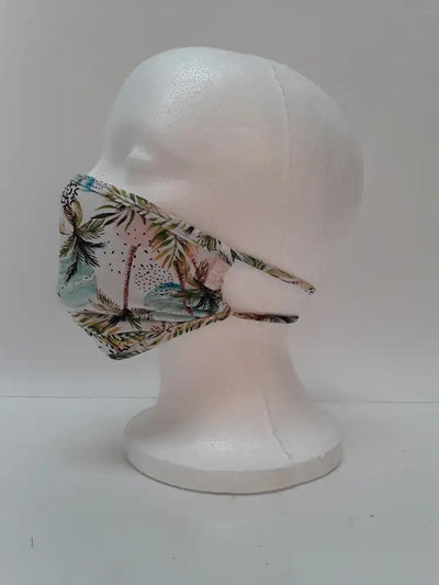 Pink Blue Palm Tree Print Reusable Face Mask - AMIClubwear