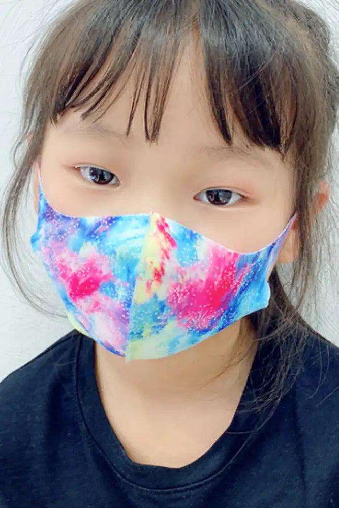 Pink Blue Printed Reusable Kids Face Mask 1 Piece - AMIClubwear