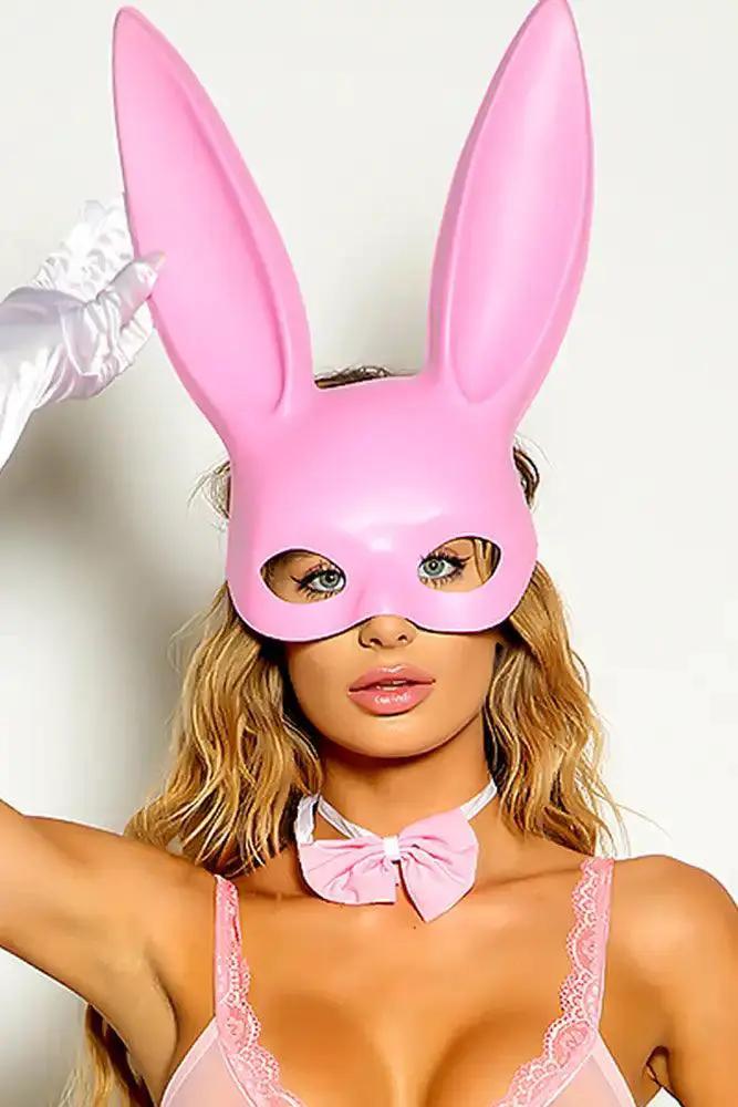 Pink Bunny Mask Costume Accessory