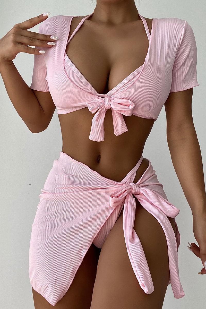 Pink Cheeky Sexy 4 Piece Swimsuit Set - AMIClubwear