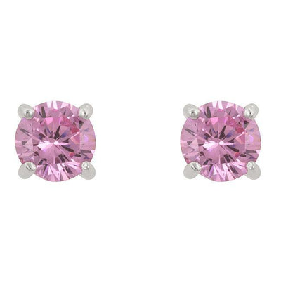 Pink Cubic Zirconia Stud Earrings - AMIClubwear
