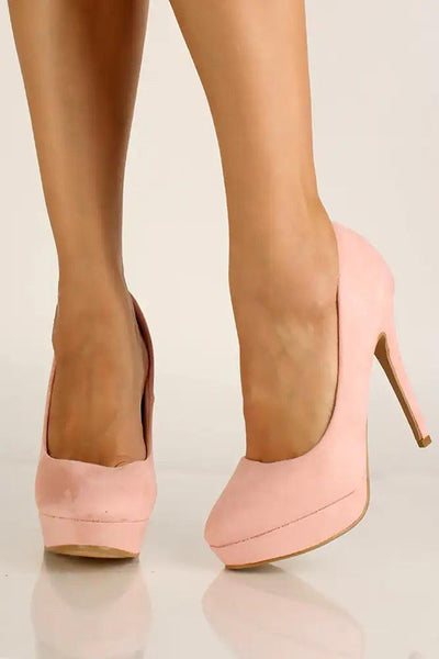 Pink Faux Suede High Heel Pumps - AMIClubwear