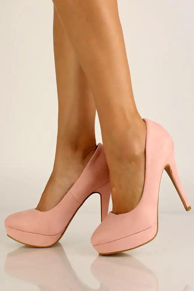 Pink Faux Suede High Heel Pumps - AMIClubwear