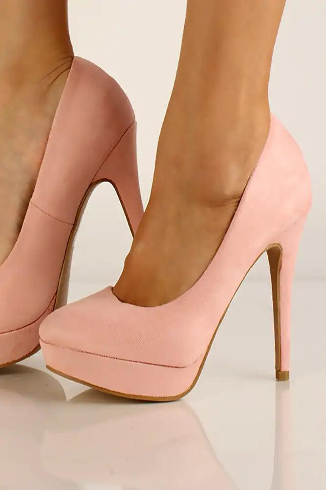 Pink Faux Suede High Heel Pumps - AMIClubwear