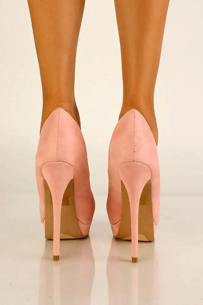 Pink Faux Suede High Heel Pumps - AMIClubwear