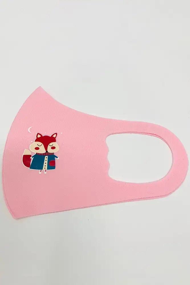 Pink Fox Print Reusable Kids Face Mask 1 Piece - AMIClubwear