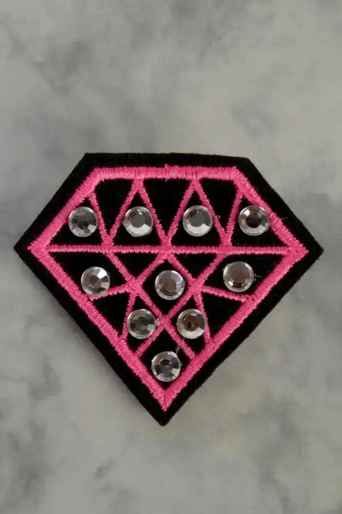 Pink Gem Embroidered Rhinstone Fabric Patch Miscellaneous Accessory