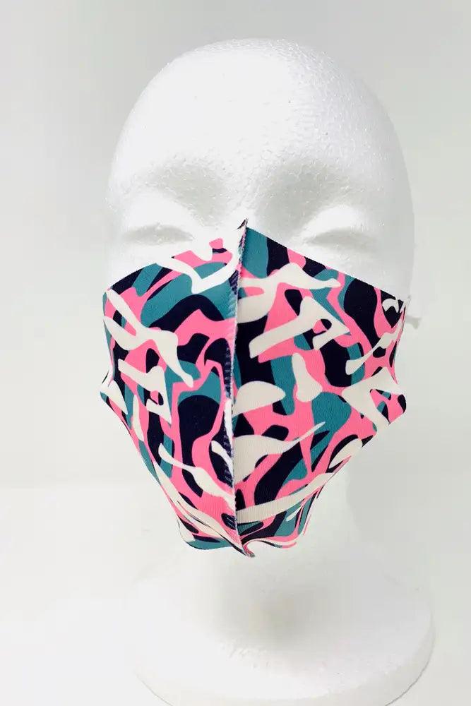 Pink Grey Printed Reusable Face Mask - AMIClubwear