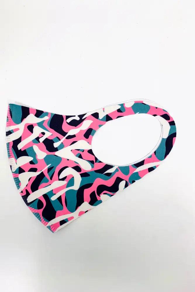 Pink Grey Printed Reusable Face Mask - AMIClubwear