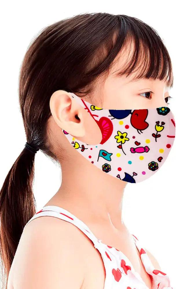 Pink Heart Print Reusable Kids Face Mask 1 Piece - AMIClubwear