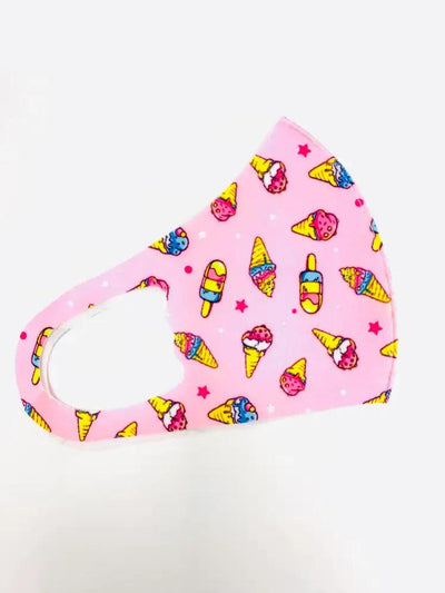 Pink Ice Cream Print Reusable Kids Face Mask 1 Piece - AMIClubwear