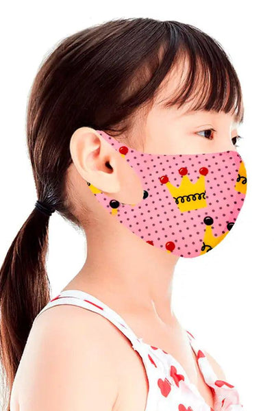 Pink King Print Reusable Kids Face Mask 1 Piece - AMIClubwear