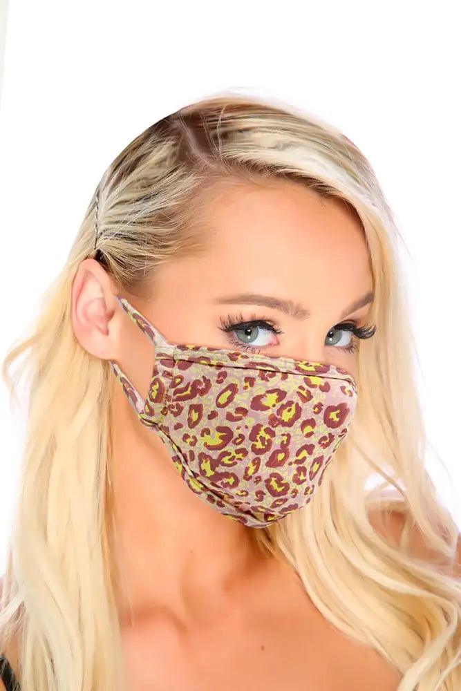 Pink Leopard Print Stretchy Reusable Face Mask - AMIClubwear