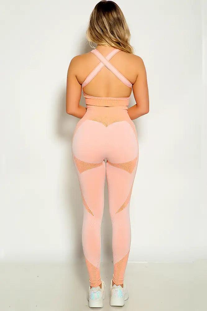 Pink Long Sleeve Cropped Jacket Three Piece Contour Activewear Set - AMIClubwear