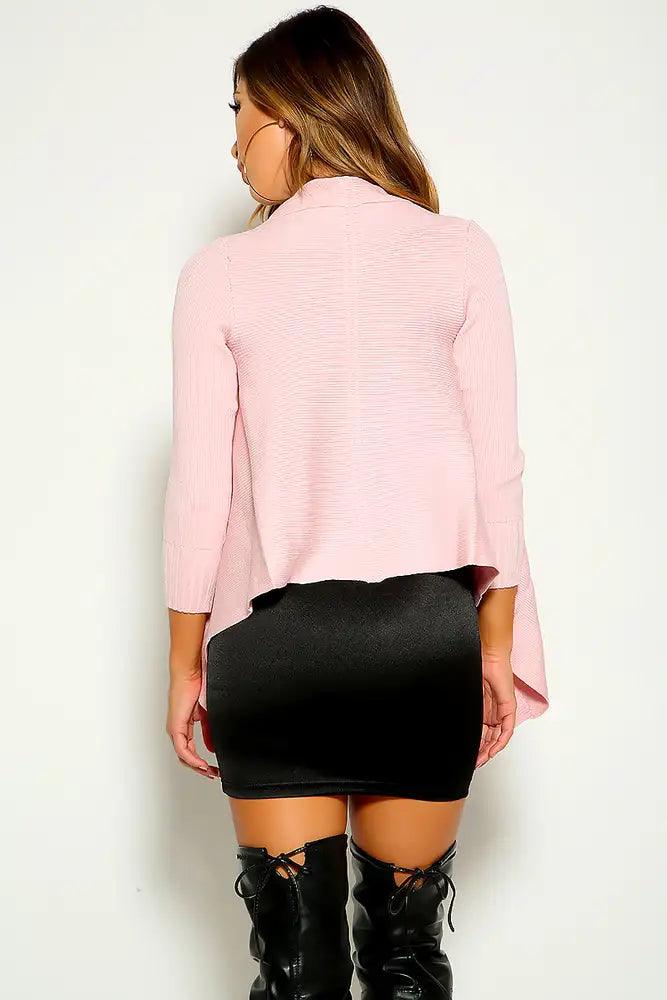 Pink Long Sleeve Open Front Cardigan - AMIClubwear