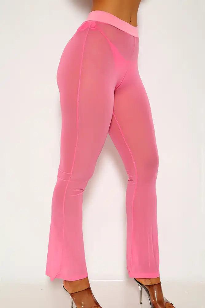 Pink Mesh Swimsuit Cover Up Pants - AMIClubwear