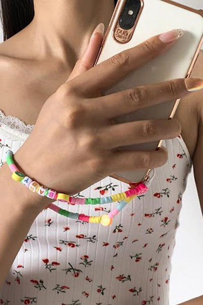 Pink Multi Fruit Charm Beaded Phone Strap Chain Lanyard - AMIClubwear