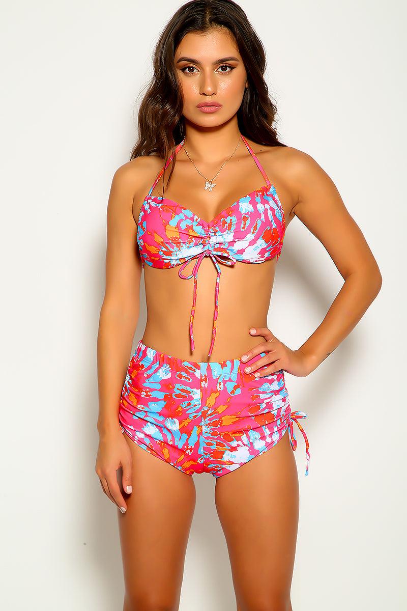 Pink Multi Printed Two Piece Swimsuit - AMIClubwear